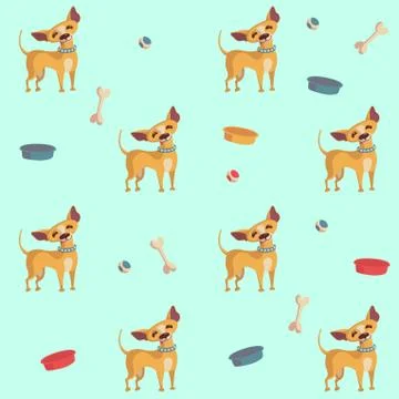 Chihuahua seamless pattern for textile, paper, fabric and clothes. Vector Stock Illustration