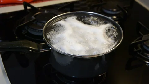 Chikcken eggs are cooked on the stove Stock Footage 90763669
