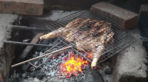 Chiken barbecue Stock Footage 49057771