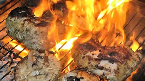 Chiken in fire Stock Footage 11238876