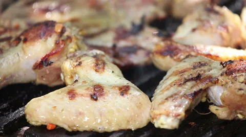 Chiken wings on grill Stock Footage 62497285