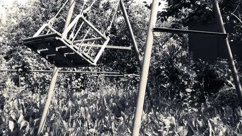 Child abandoned swings Stock Footage