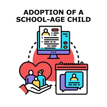 Child adoption concept with online application and family support Stock Illustration