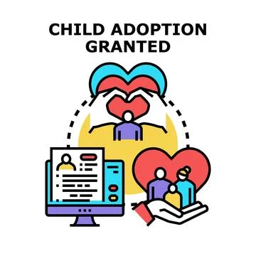 Child adoption process granted, building new family Stock Illustration