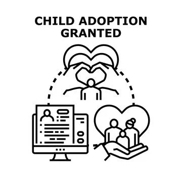Child adoption process granted, building new family Stock Illustration