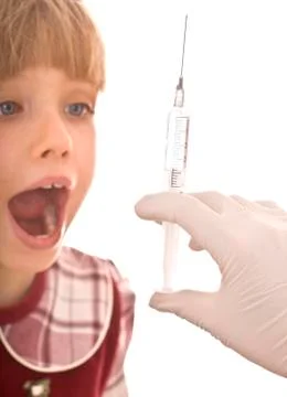 Child  afraid to do  inoculation. Stock Photos