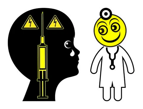 Child afraid of Doctor Stock Illustration