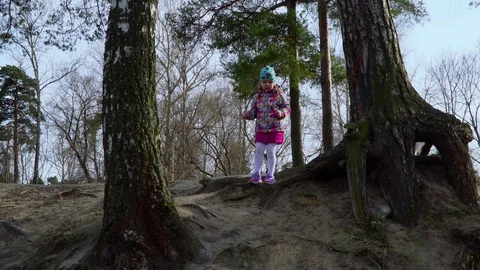 Child alone in the forest Stock Footage 128601128