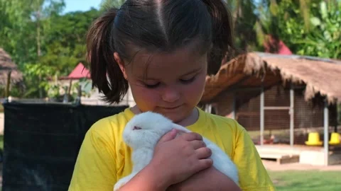 Child and bunny Stock Footage 170742633
