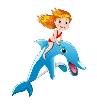 Child and dolphin Stock Illustration