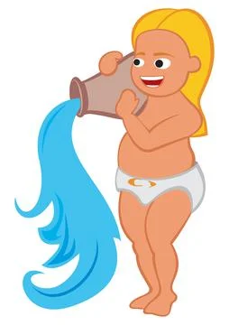 Child aquarius drawing Stock Illustration