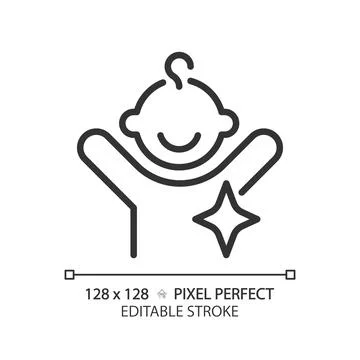 Child archetype pixel perfect linear icon Stock Illustration