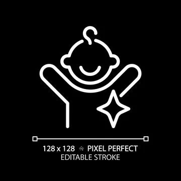 Child archetype pixel perfect white linear icon for dark theme Stock Illustration