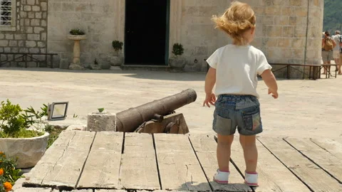 Child are having fun outside jumping. Kid playing and dancing outdoor Stock Footage 104597645