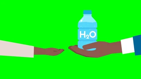 Child asks for clean drinking water. Businessman's hand with a bottle of water Stock Footage 276879015