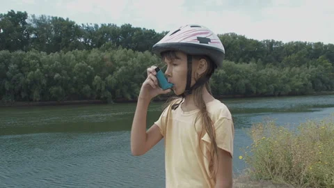 A child with asthma. Stock Footage 98698172