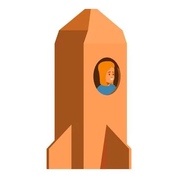 Child astronaut exploring space in cardboard rocket Stock Illustration