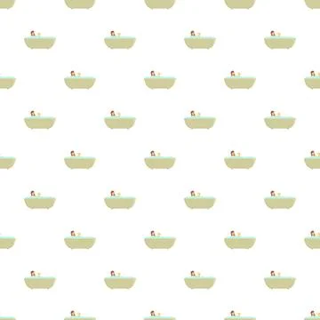Child bathing in bathtub pattern cleaning routine Stock Illustration