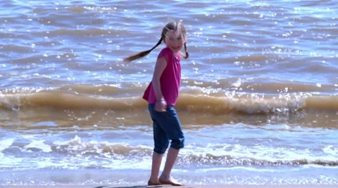 Child on beach Stock Footage 22666282
