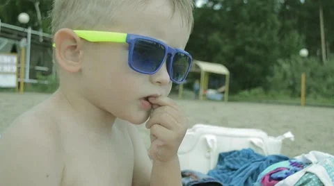 Child on the beach Stock Footage 68038113