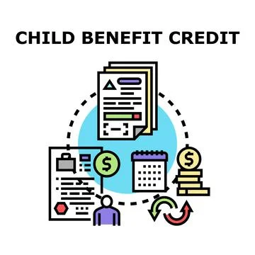 Child benefit credit application process illustration Stock Illustration