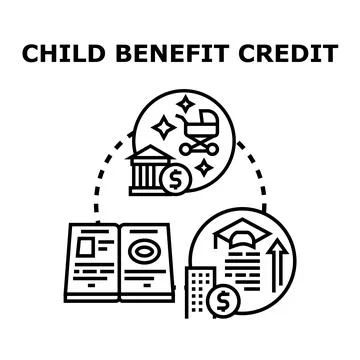 Child benefit credit program supporting family finances Stock Illustration