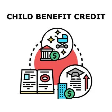 Child benefit credit program supporting family finances Stock Illustration