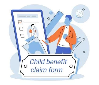 Child benefit. Financial support through child benefits helps protect and Stock Illustration