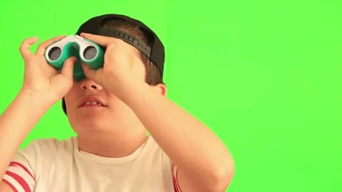 Child with binoculars Stock Footage