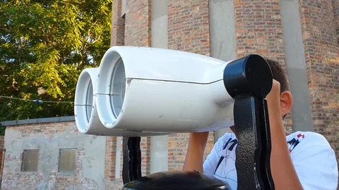 Child with the binoculars Stock Footage 93253751
