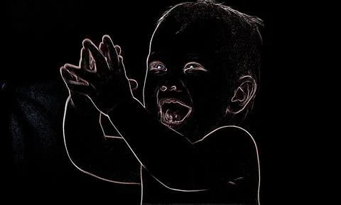 Child on a black background Stock Illustration