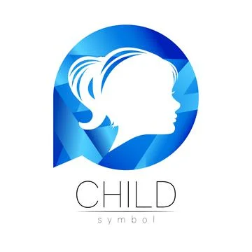 Child Blue Vector Logotype vector Silhouette profile human head. Concept logo Stock-Illustration