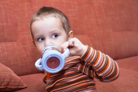 Child boy drinking Stock Photos