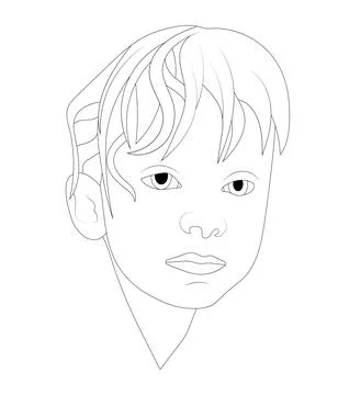 Child boy face portrait vector sketch illustration. Stock Illustration