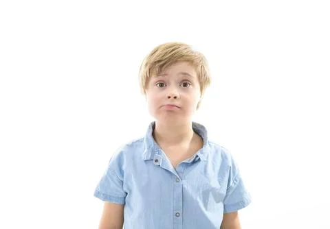 Child boy posing on studio white background Stock-Fotos