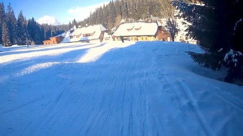 Child boy skiing through forest. 動画素材 86281815