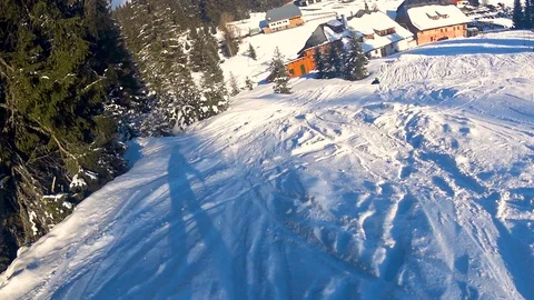 Child boy skiing through forest. 動画素材 86282948