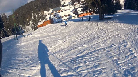 Child boy skiing through forest. 動画素材 86282984