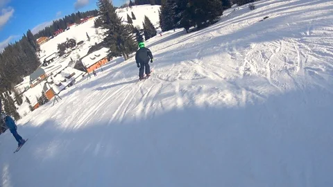 Child boy skiing through forest. 動画素材 86284700