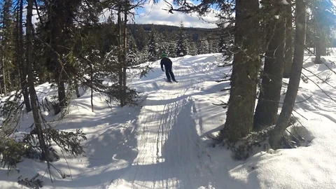 Child boy skiing through forest. 動画素材 86285857