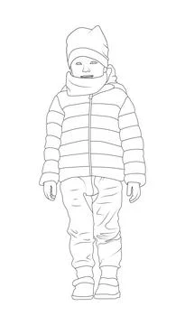 Child boy in winter clothes vector illustration. Stock Illustration
