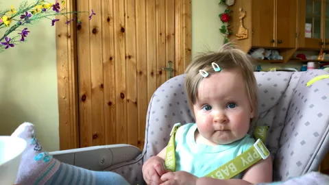 Child, breakfast, lunch, child eats,4K Stock Footage 158332694