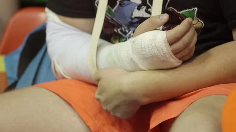 Child with a Broken Arm Stock Footage 42054177