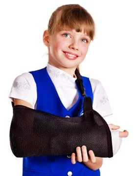 Child with broken arm. Stock-Fotos