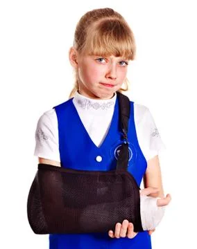 Child with broken arm. Stock-Fotos