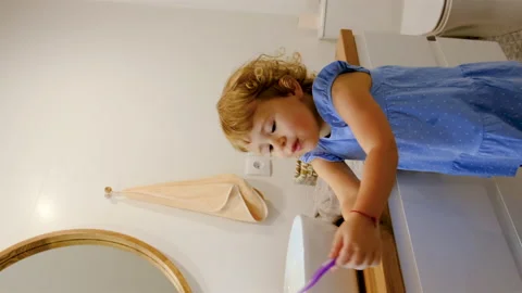 The child brushes his teeth. Selective focus. Stock Footage 236991521