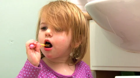 Child Brushing Teeth Stock Footage 46291606