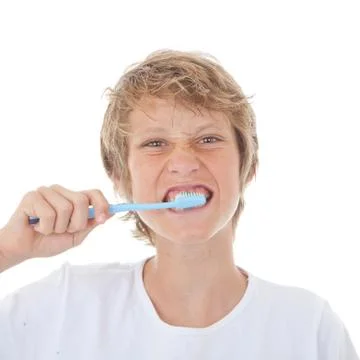 Child brushing teeth Stock Photos