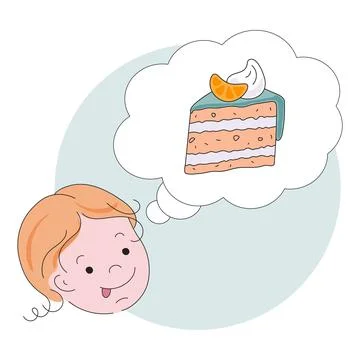 Child with bubble and cake Illustrazione stock