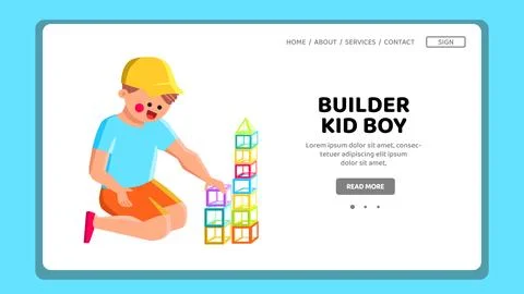 Child builder kid boy vector Stock Illustration